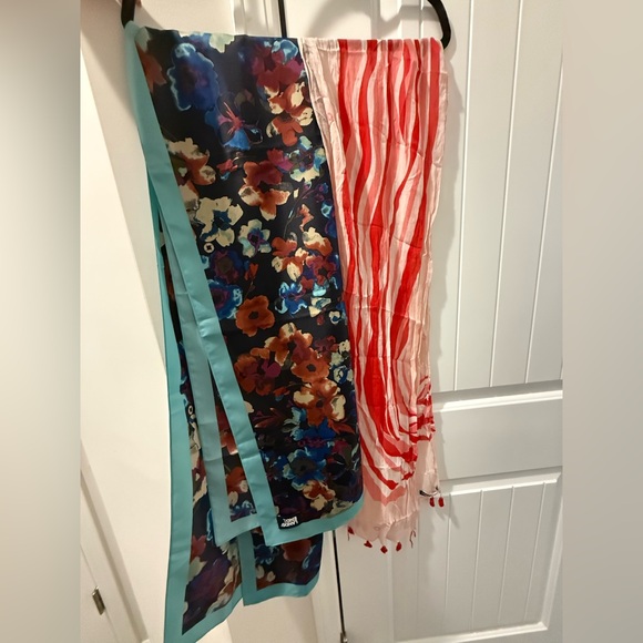 Chase Bank- Lands End Floral and Striped Scarves - Picture 1 of 5